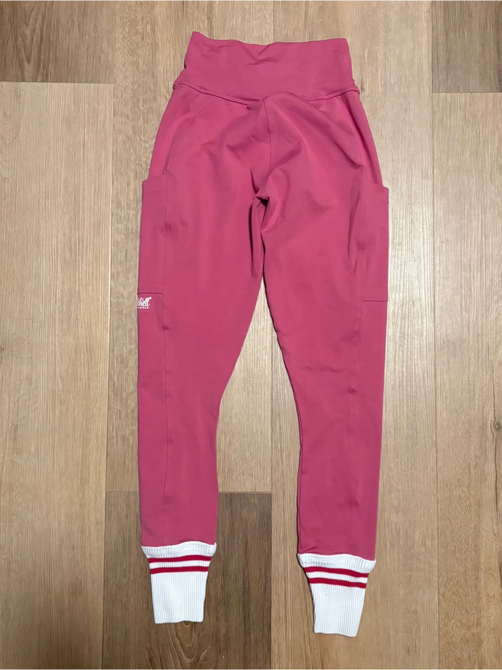 Bombshell Sportswear Rose Pink Joggers with Striped Rib Cuffs